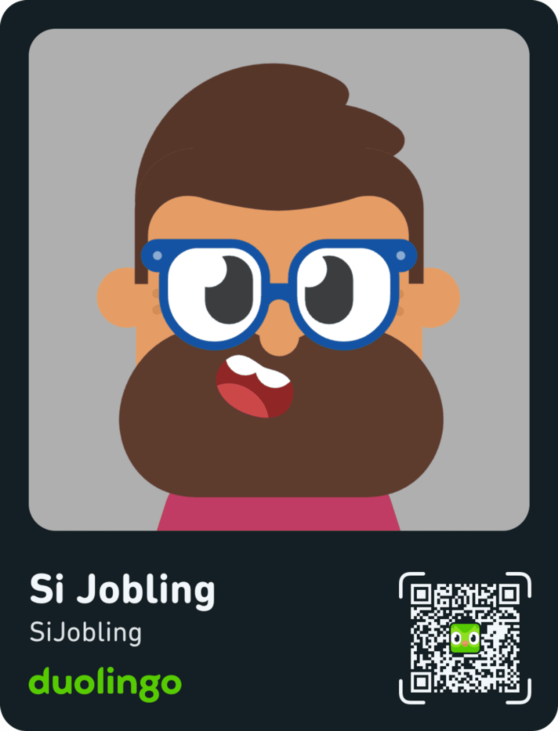 QR code to follow Si Jobling on Duolingo